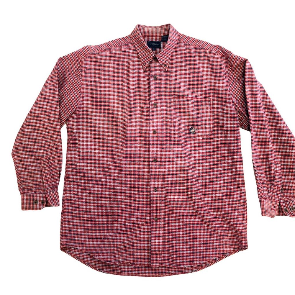 Roper Men's Long Sleeve Shirt Size L Red/Brown Checks